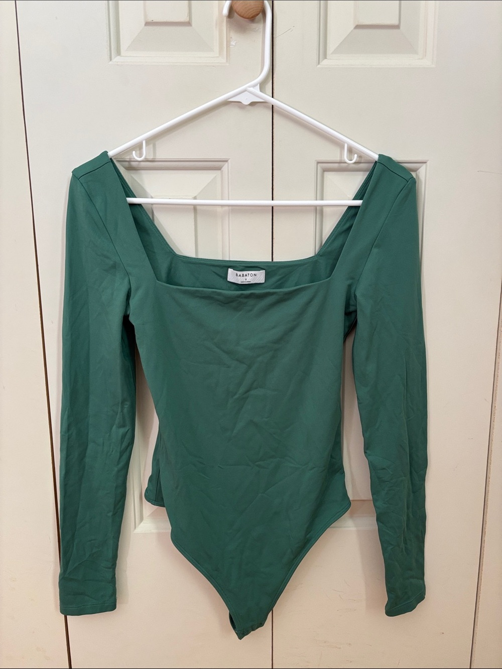 Babaton Teal Square-Neck Long-Sleeve Bodysuit